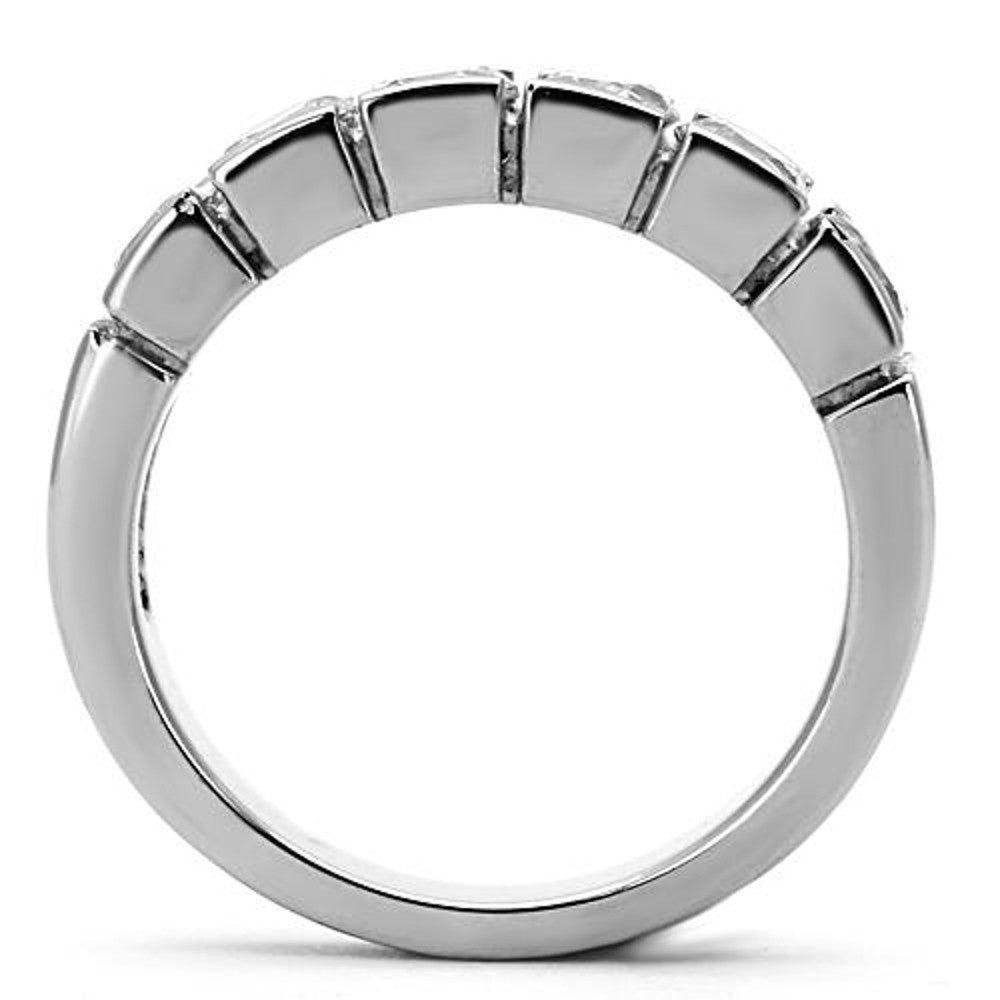 ARTK1082 Stainless Steel 1.50 Ct Round Cut Cz 316 Wedding Band Ring Women's Sizes 5-10